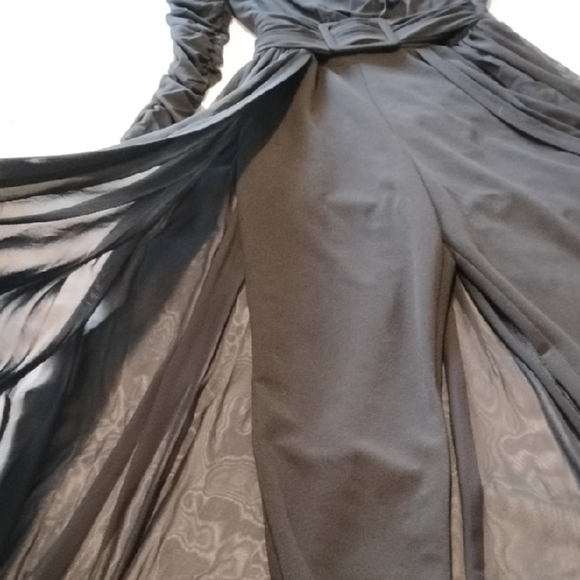 Fashion Nova Woman's Black One Sleeve Belted Mesh Jumpsuit, Size M - Picture 3 of 13